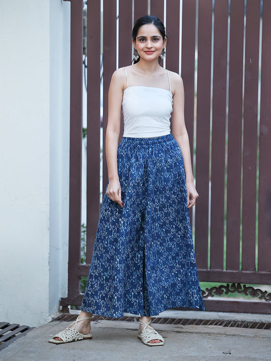 Indigo Hand Block Bagru Printed Cotton Pants