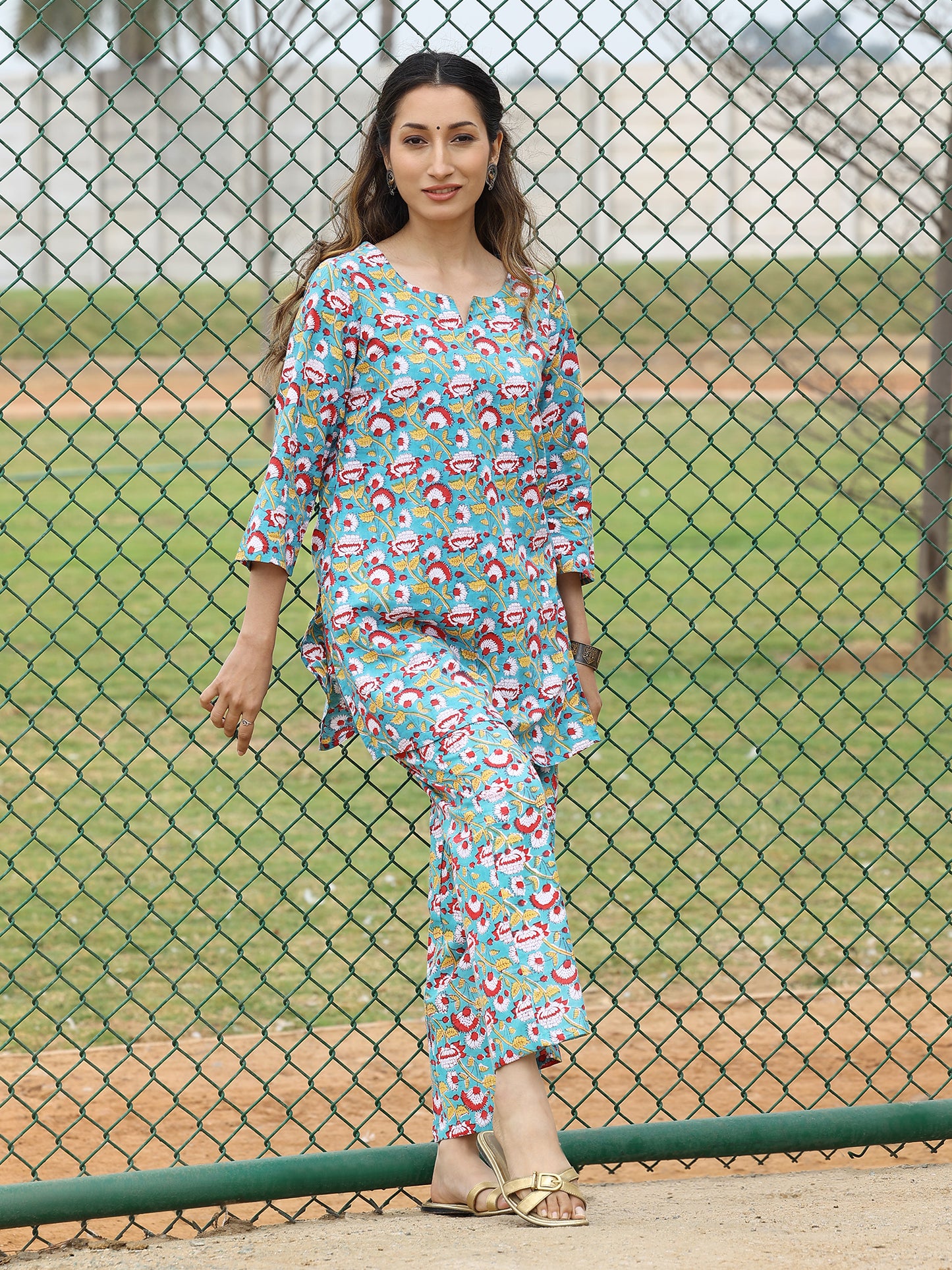 Hand Block Bagru Floral Printed Cotton CO-ORD Set