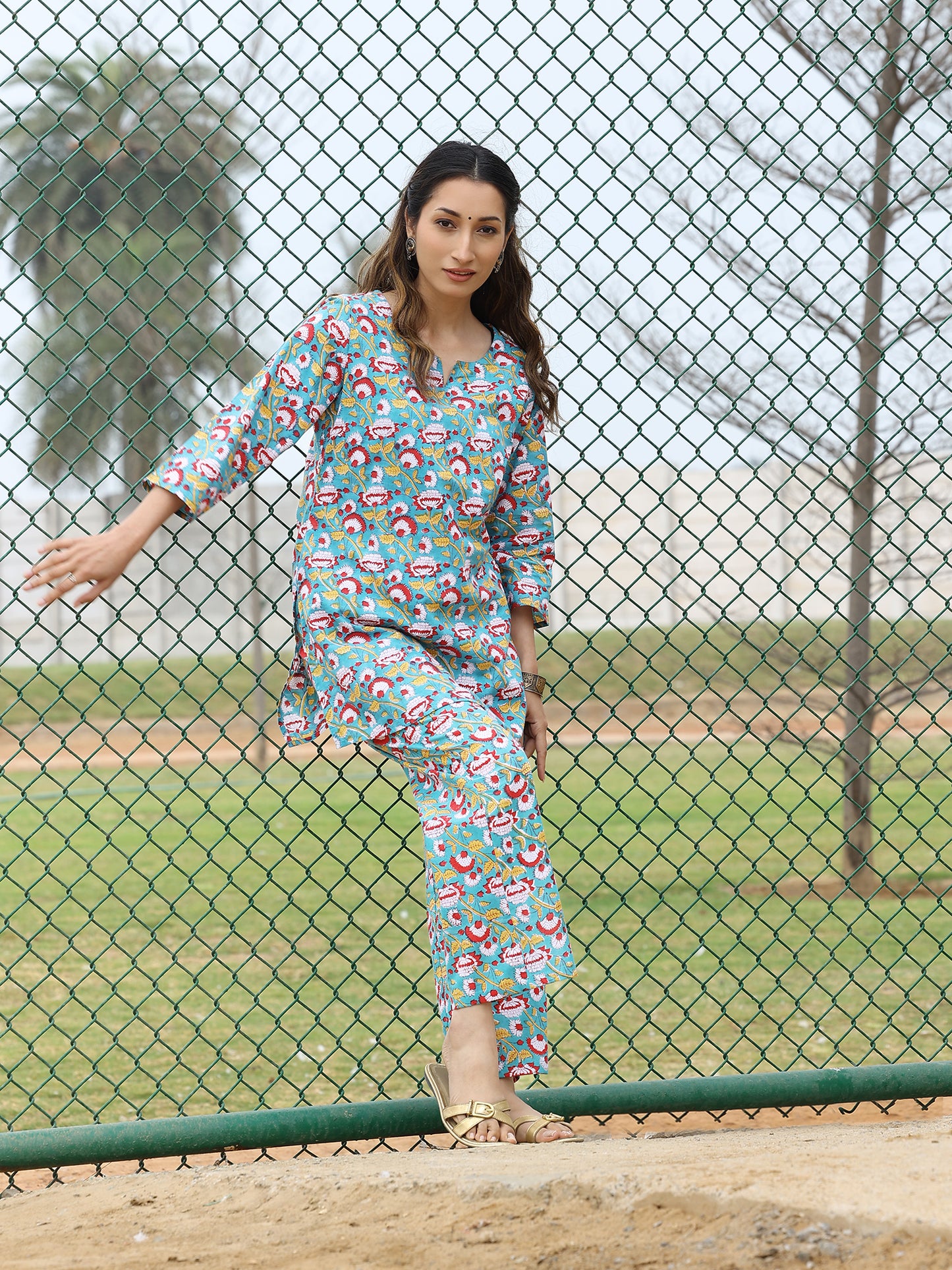 Hand Block Bagru Floral Printed Cotton CO-ORD Set