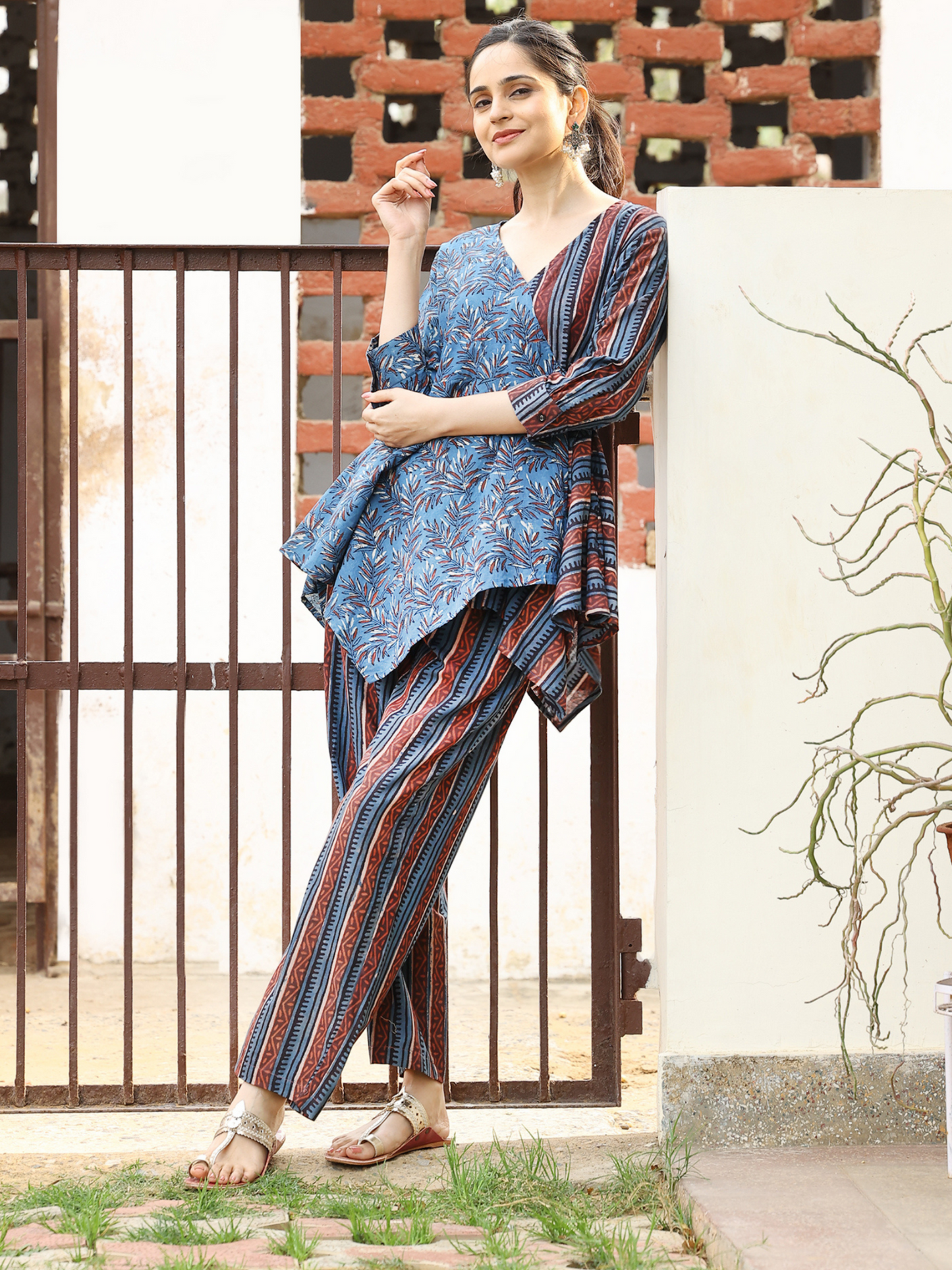 Hand Block Printed Uneven Hem Stylish CO-ORDS Set