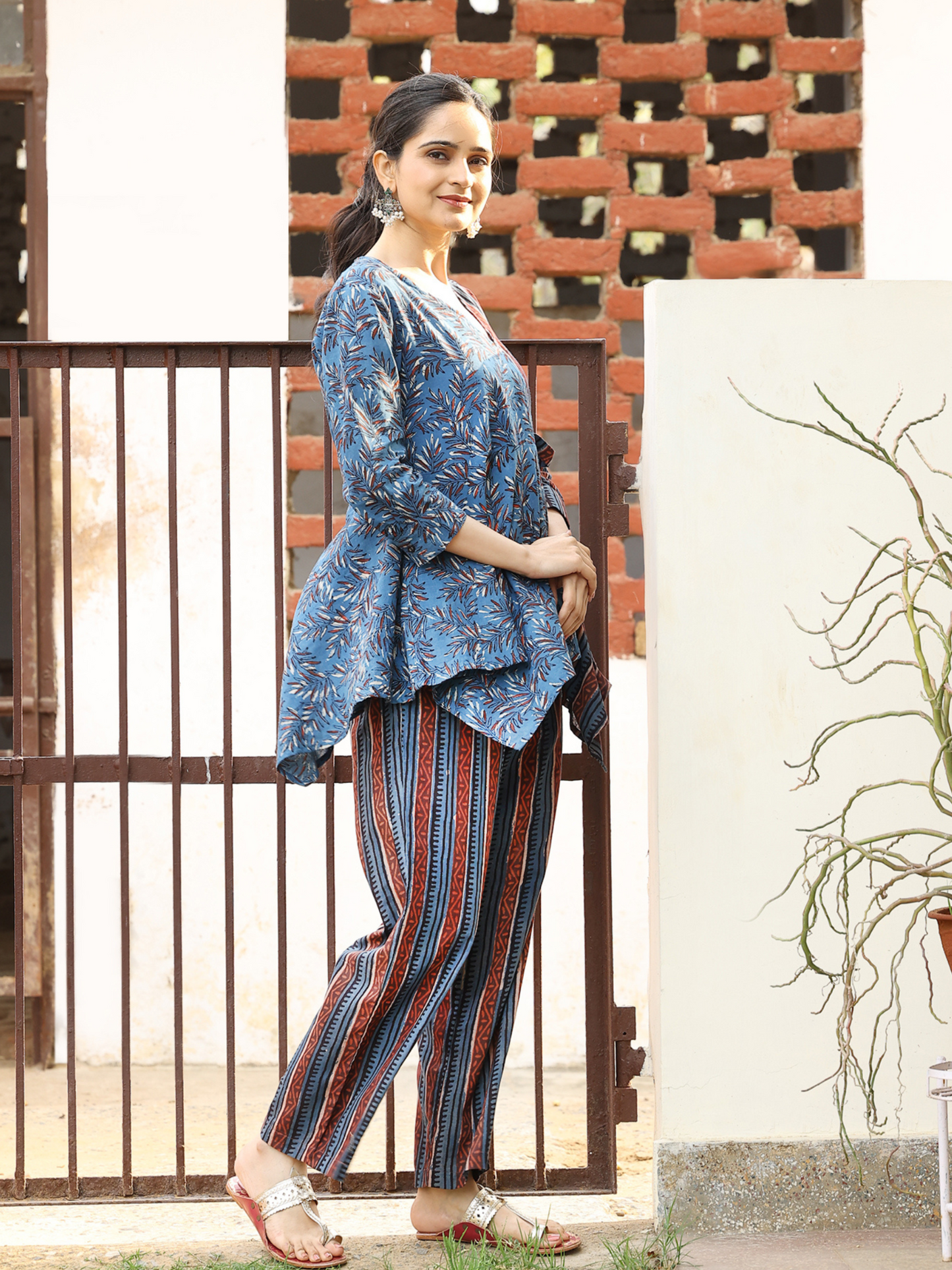 Hand Block Printed Uneven Hem Stylish CO-ORDS Set