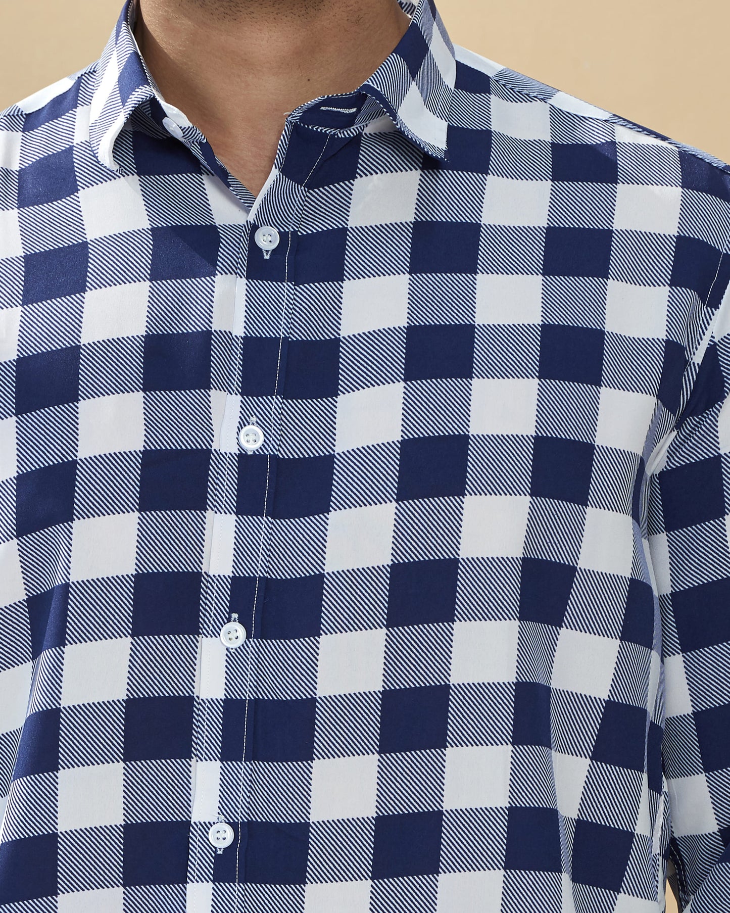 White Full Sleeve Crape Casual Printed Men’s Shirt