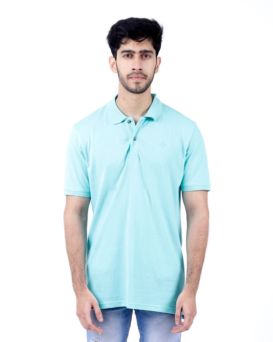 Peach Finish Mens Polo T-shirt β Aqua Blue