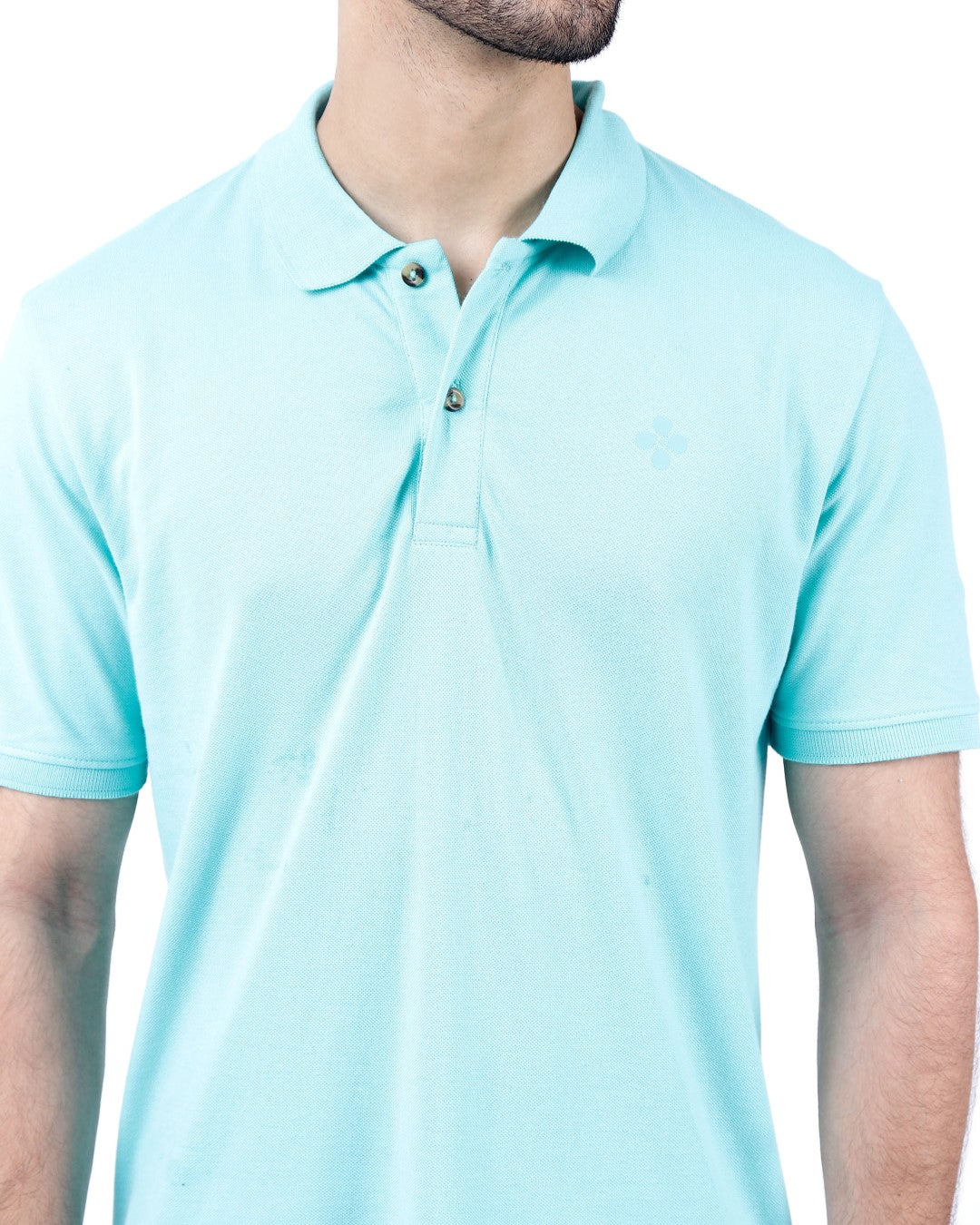 Peach Finish Mens Polo T-shirt β Aqua Blue
