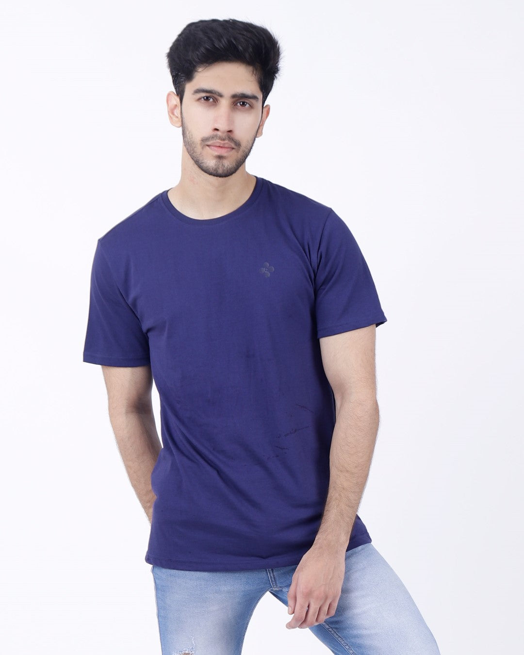Bio Washed Mens Round Neck T-shirt β Navy