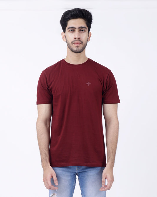 Bio Washed Mens Round Neck T-shirt β Maroon