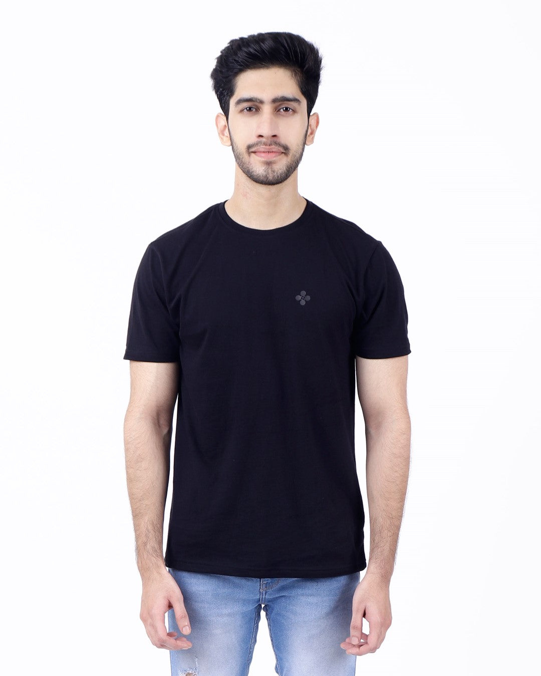 Bio Washed Mens Round Neck T-shirt β Black