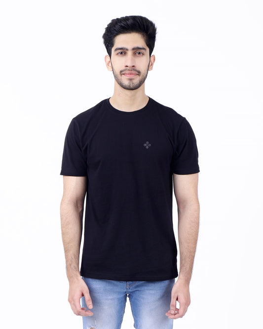 Bio Washed Mens Round Neck T-shirt β Black