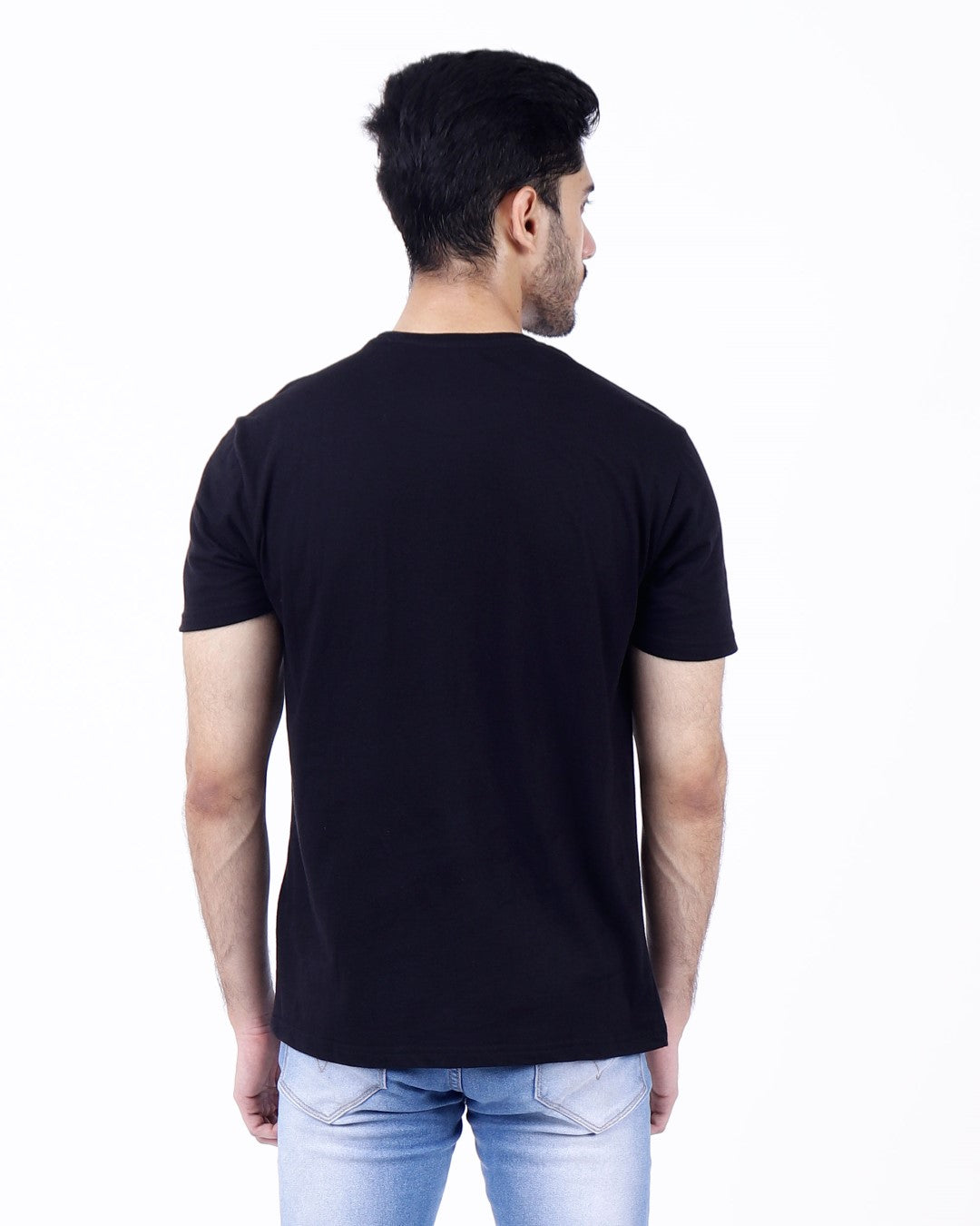 Bio Washed Mens Round Neck T-shirt β Black