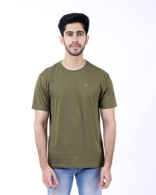 Bio Washed Mens Round Neck T-shirt β Olive