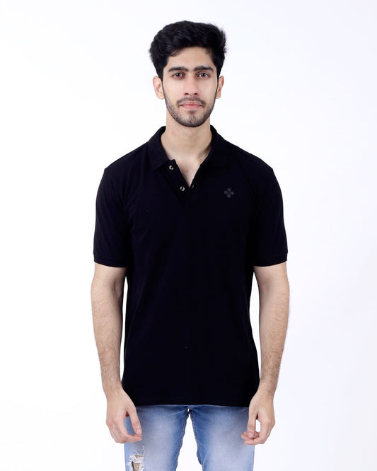 Peach Finish Mens Polo T-shirt β Black