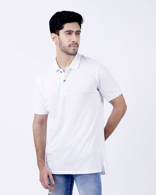 Peach Finish Mens Polo T-shirt β White