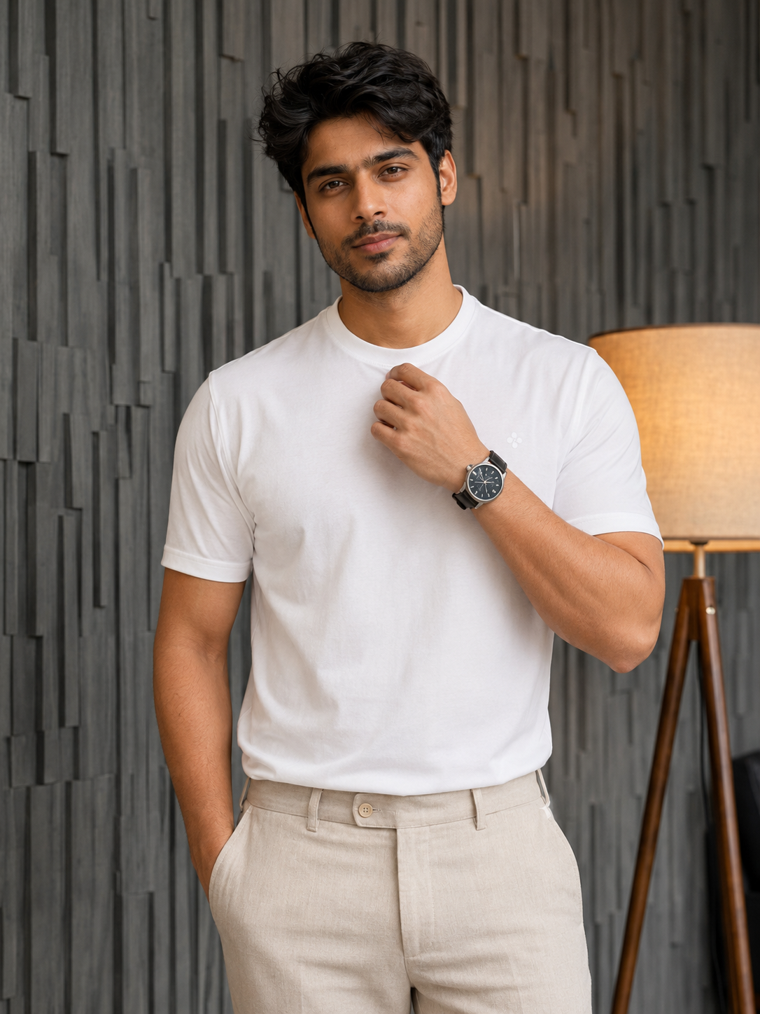 Bio Washed Mens Round Neck T-shirt – White