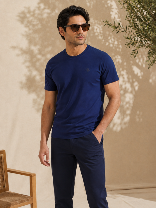 Bio Washed Mens Round Neck T-shirt – Navy