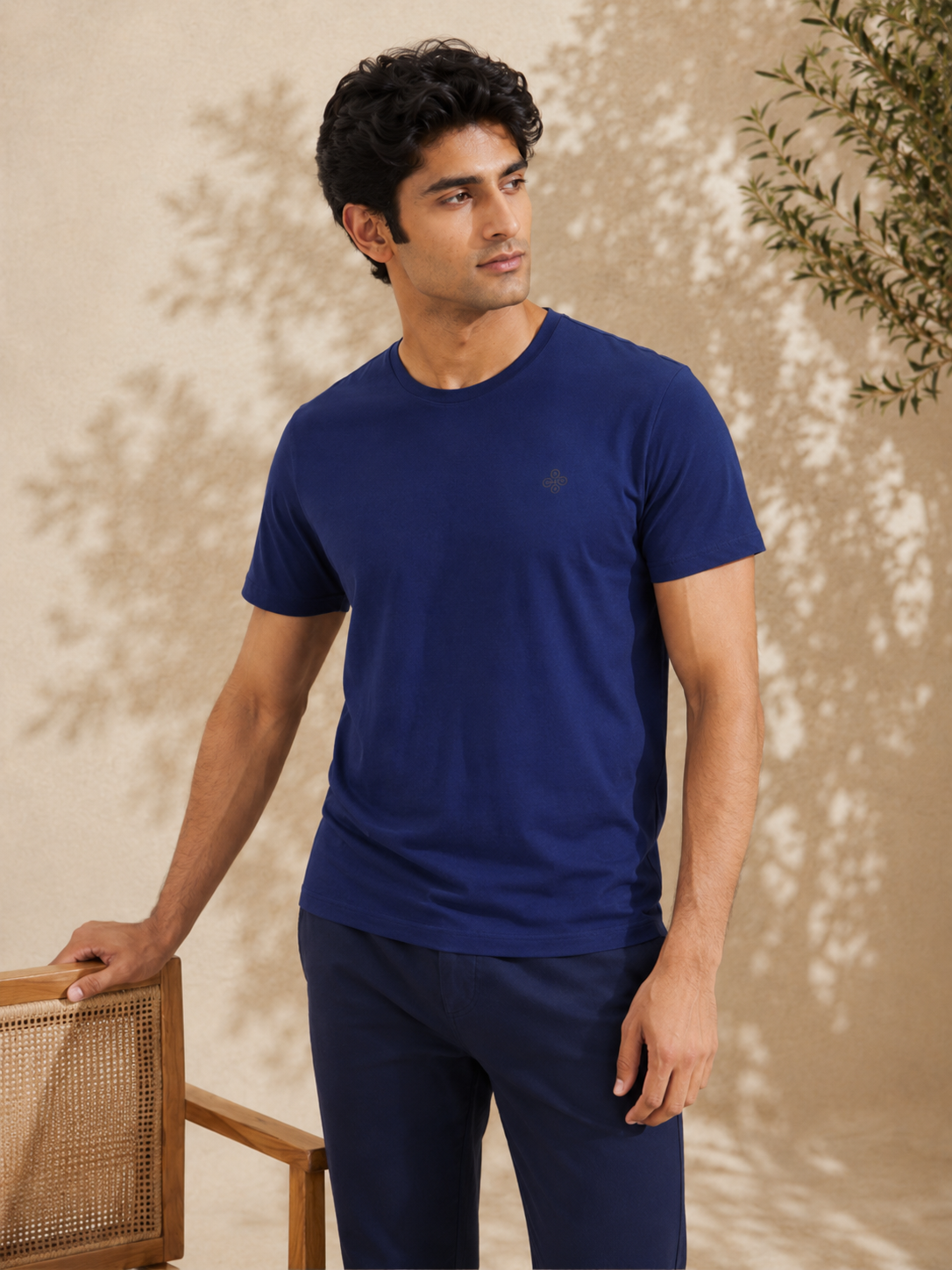 Bio Washed Mens Round Neck T-shirt – Navy