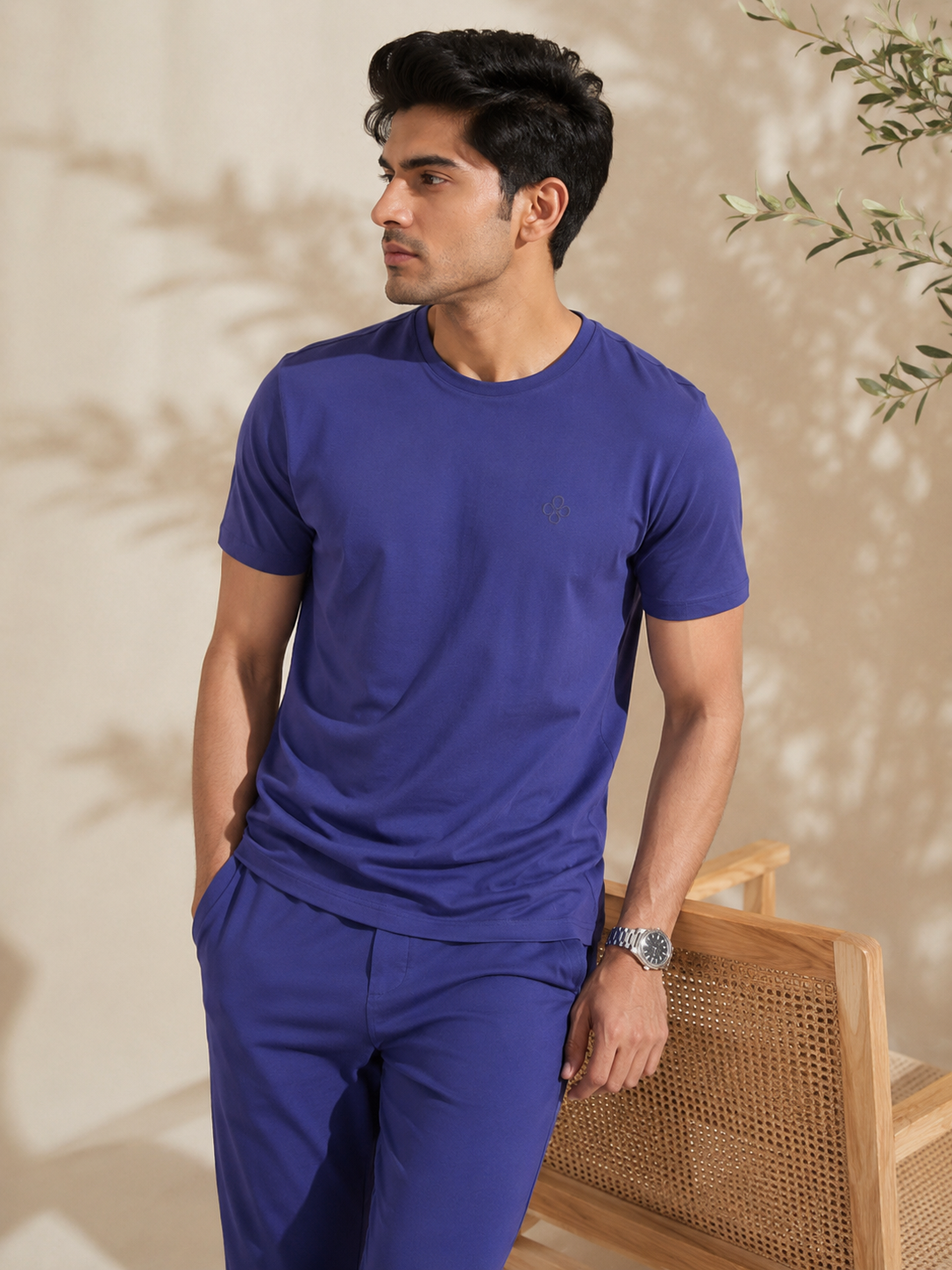 Bio Washed Mens Round Neck T-shirt – Navy