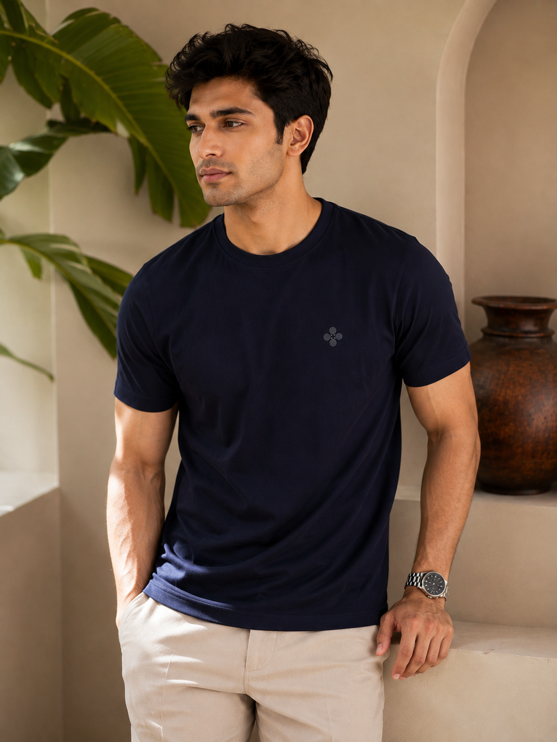 Bio Washed Mens Round Neck T-shirt – Black