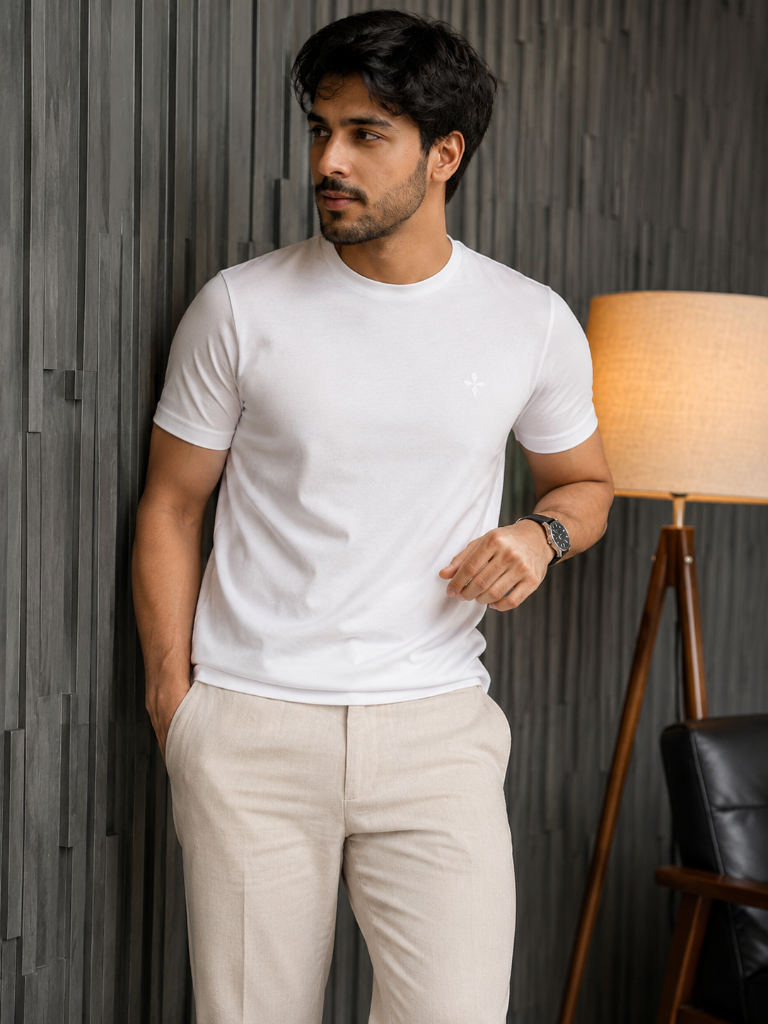 Bio Washed Mens Round Neck T-shirt – White