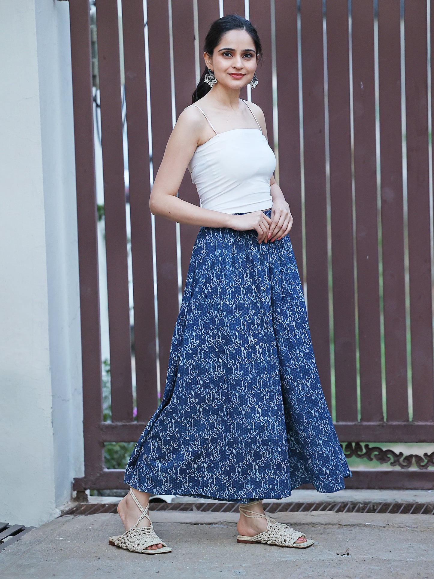 Handblocked Bagru Printed Cotton Pants (Indigo)