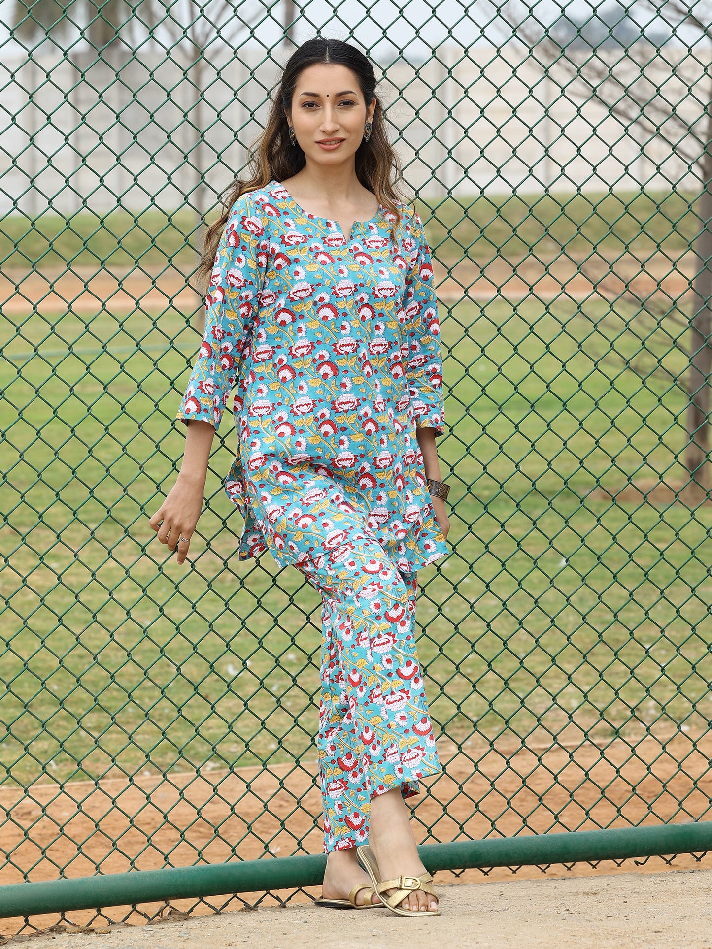 Handblocked  Bagru Floral Print Cotton CO-ORD Set