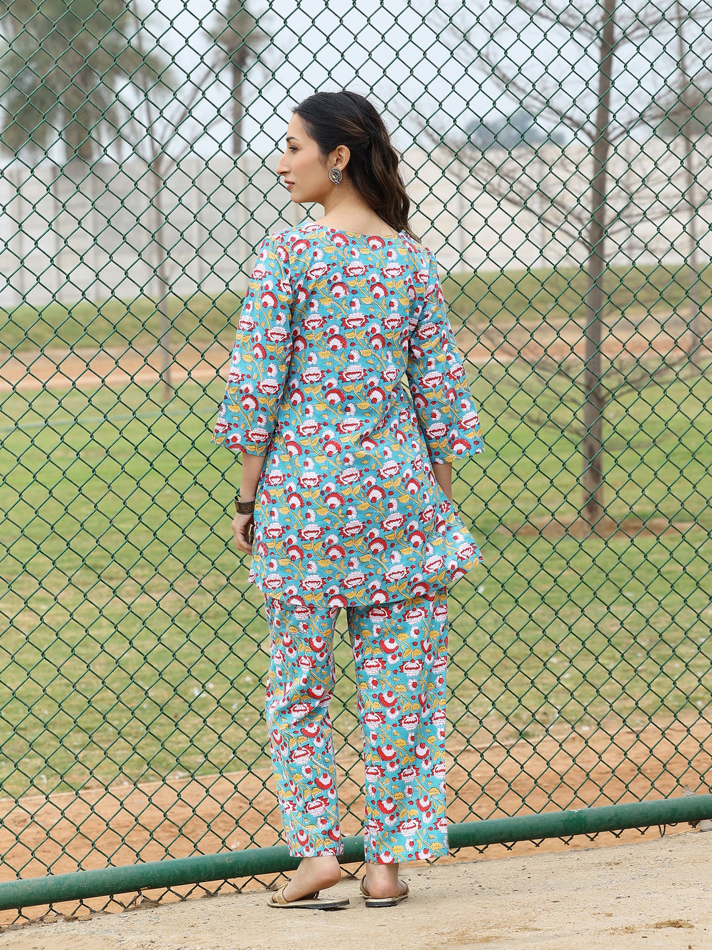 Handblocked  Bagru Floral Print Cotton CO-ORD Set