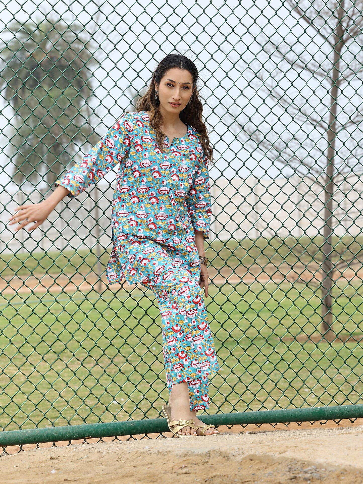 Handblocked  Bagru Floral Print Cotton CO-ORD Set