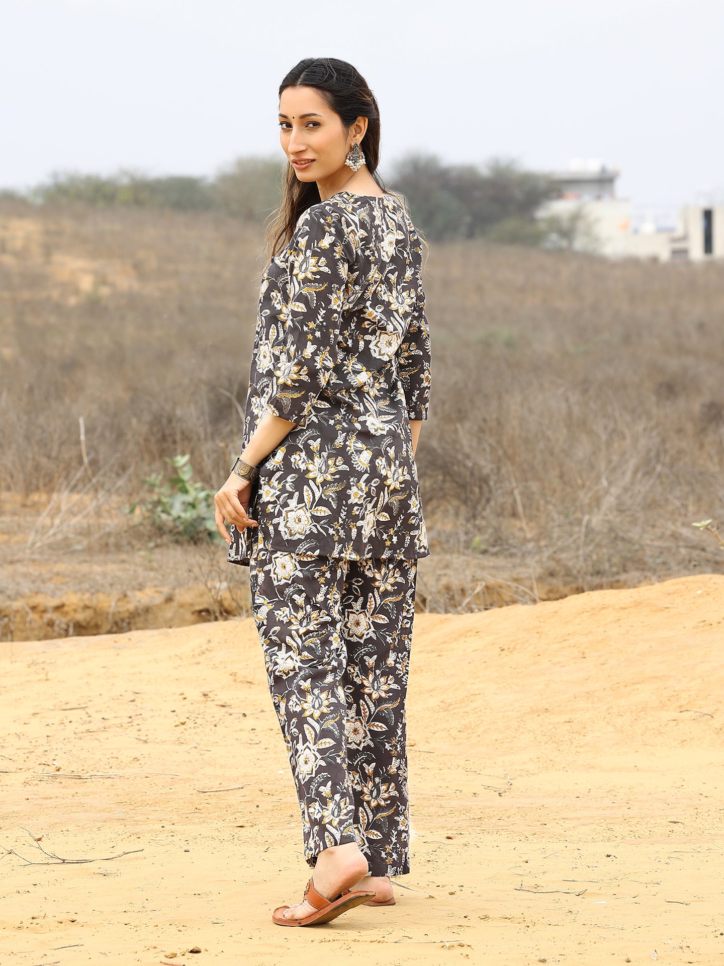 Black Readi Kalamkari Printed Cotton CO-ORD Set