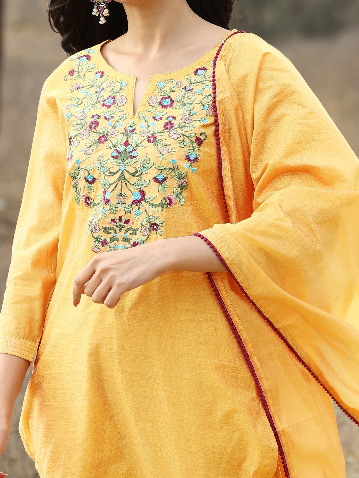 Yellow Summer Pastel Chanderi Kurta Set