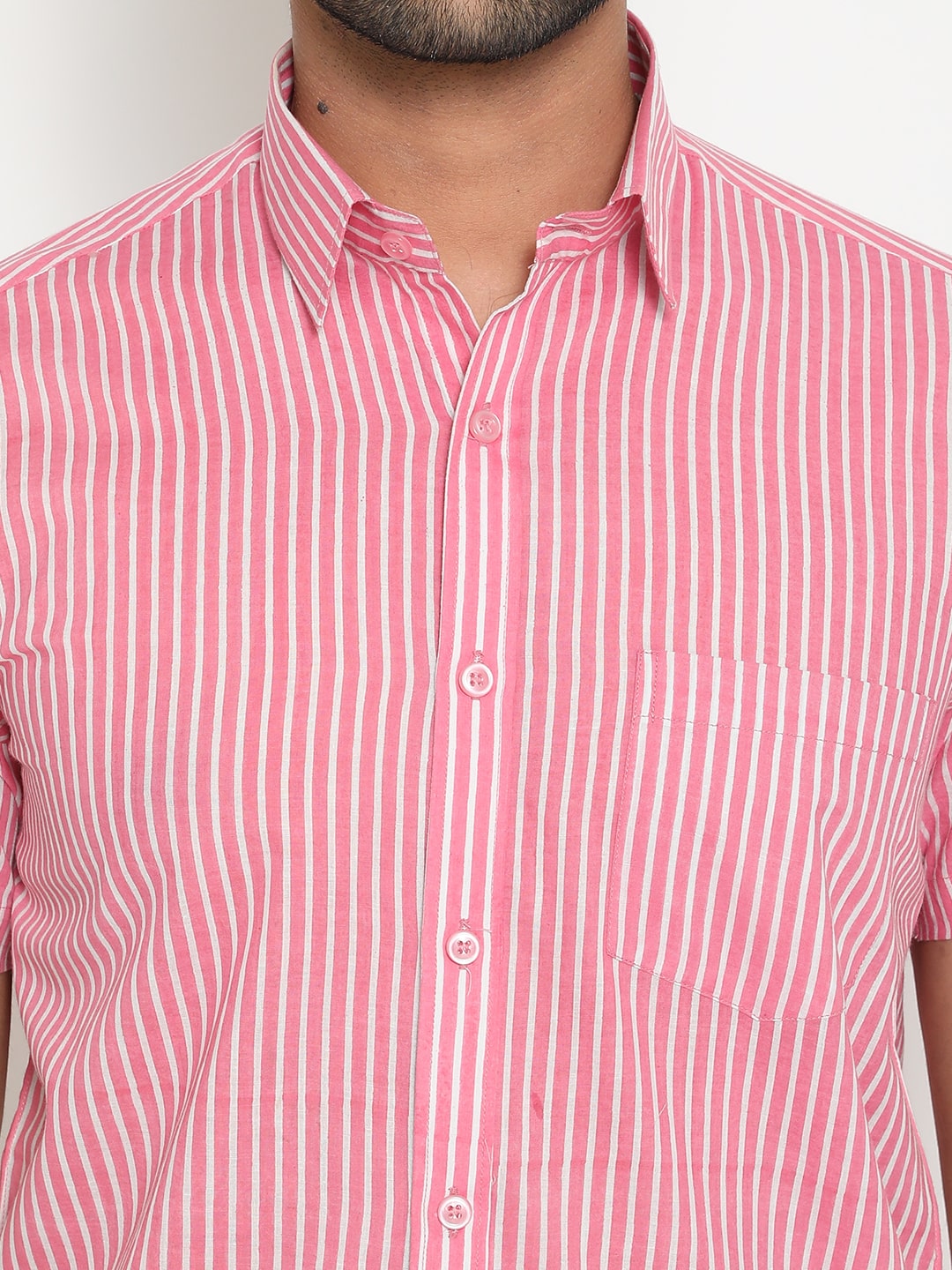 Pink Cotton Handblocked Printed Shirt