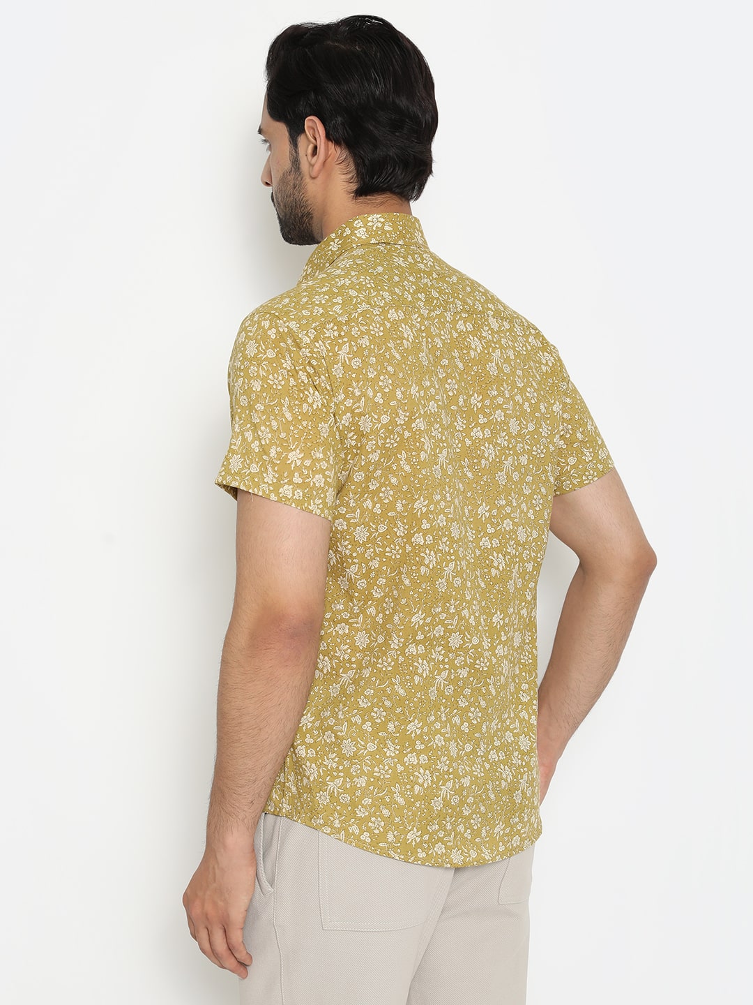 Pale yellow Cotton Handblocked Printed Shirt