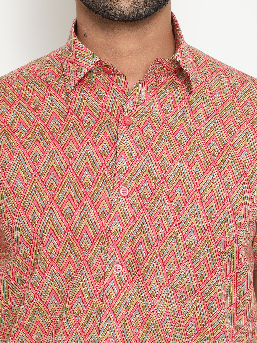 Mix Cotton Handblocked Printed Shirt