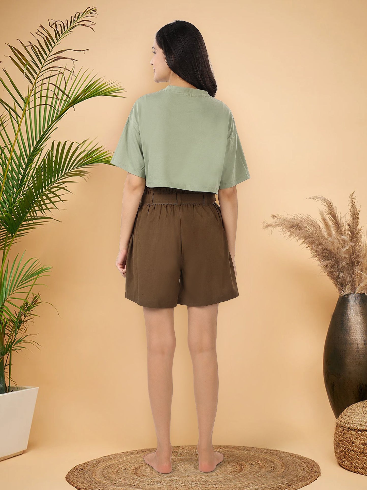 Olive Cotton Flex Summer Shorts