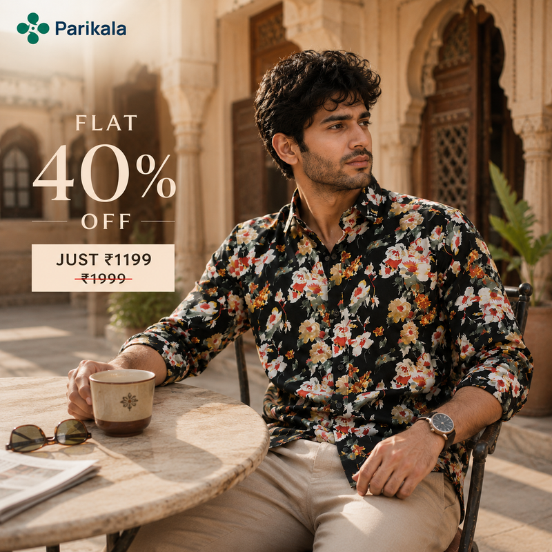 Full Sleeves Black Crepe Casual Printed Men's Shirt