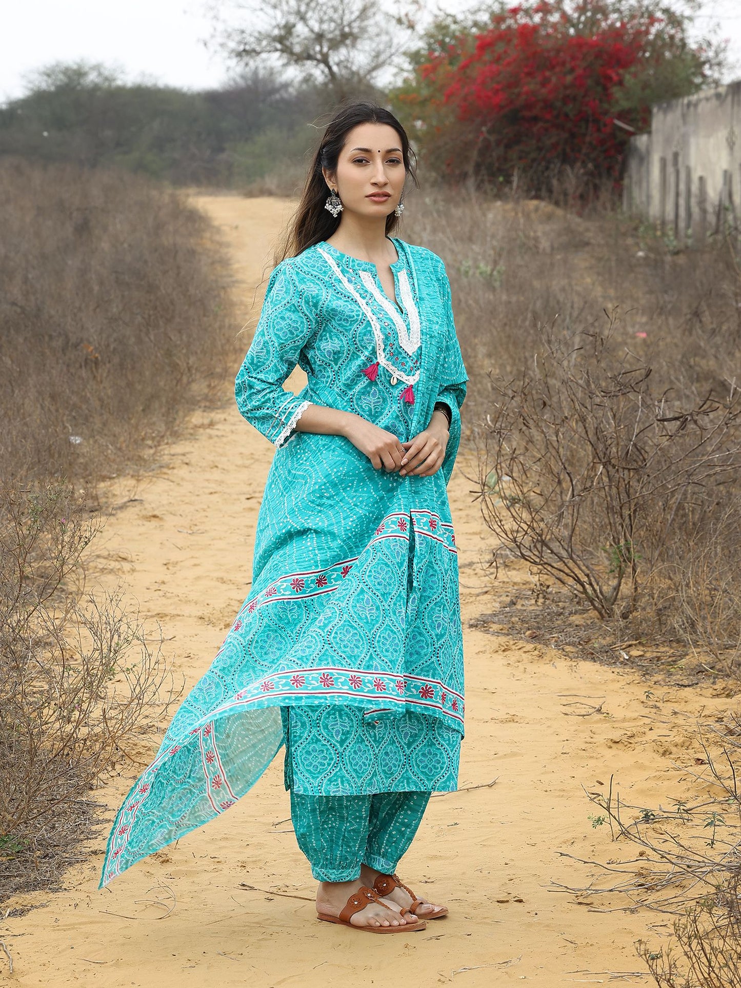 Sea Green Cotton Kurta Set with Afghani Pant – Parikala