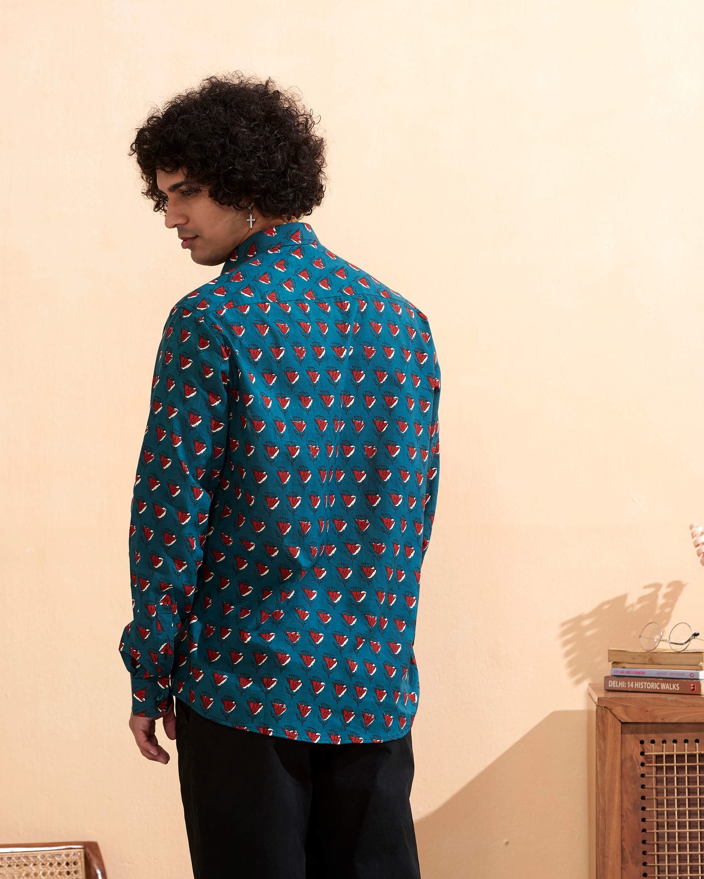 Blue Cotton Handblocked Printed Shirt