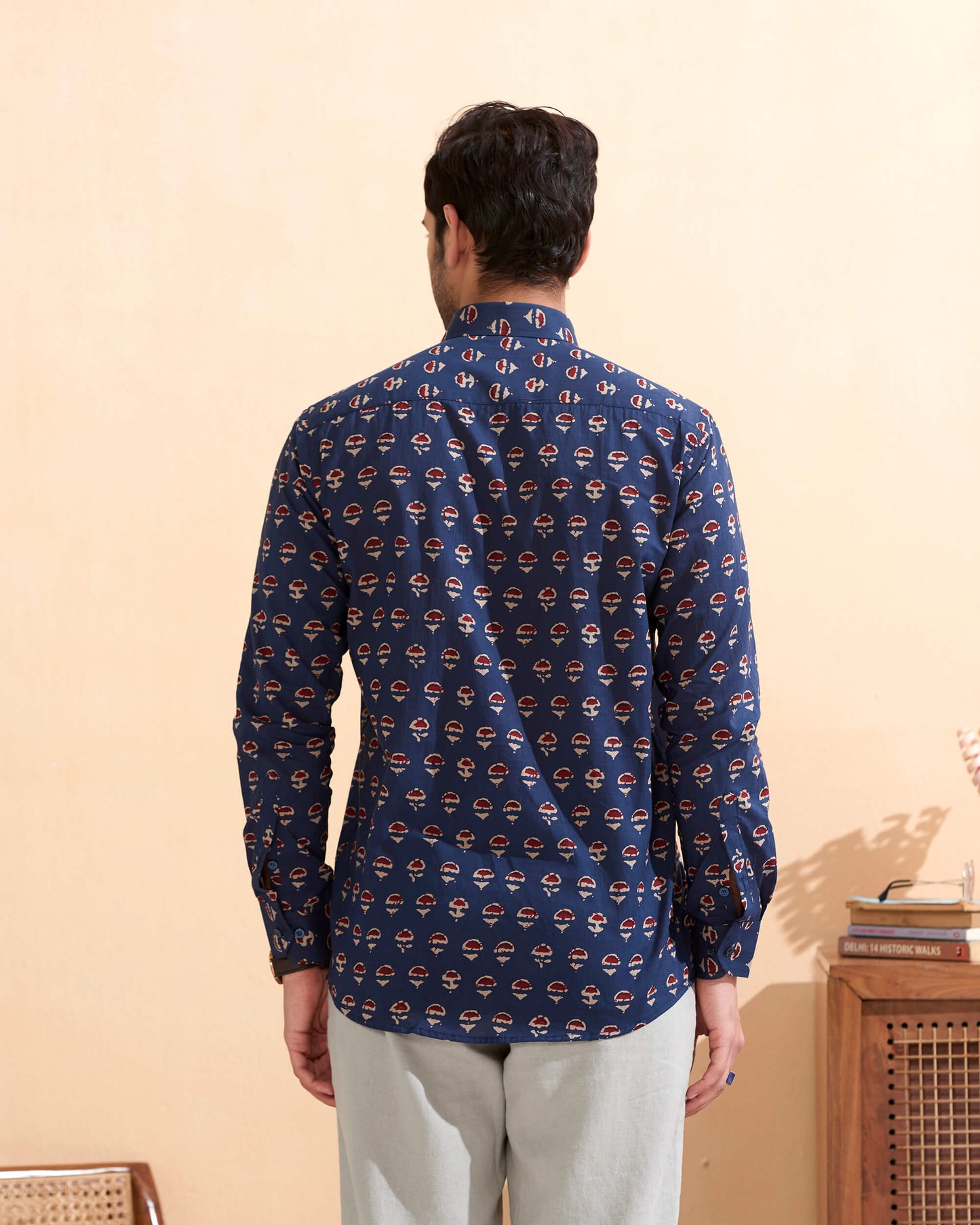 Blue Cotton Handblocked Printed Shirt