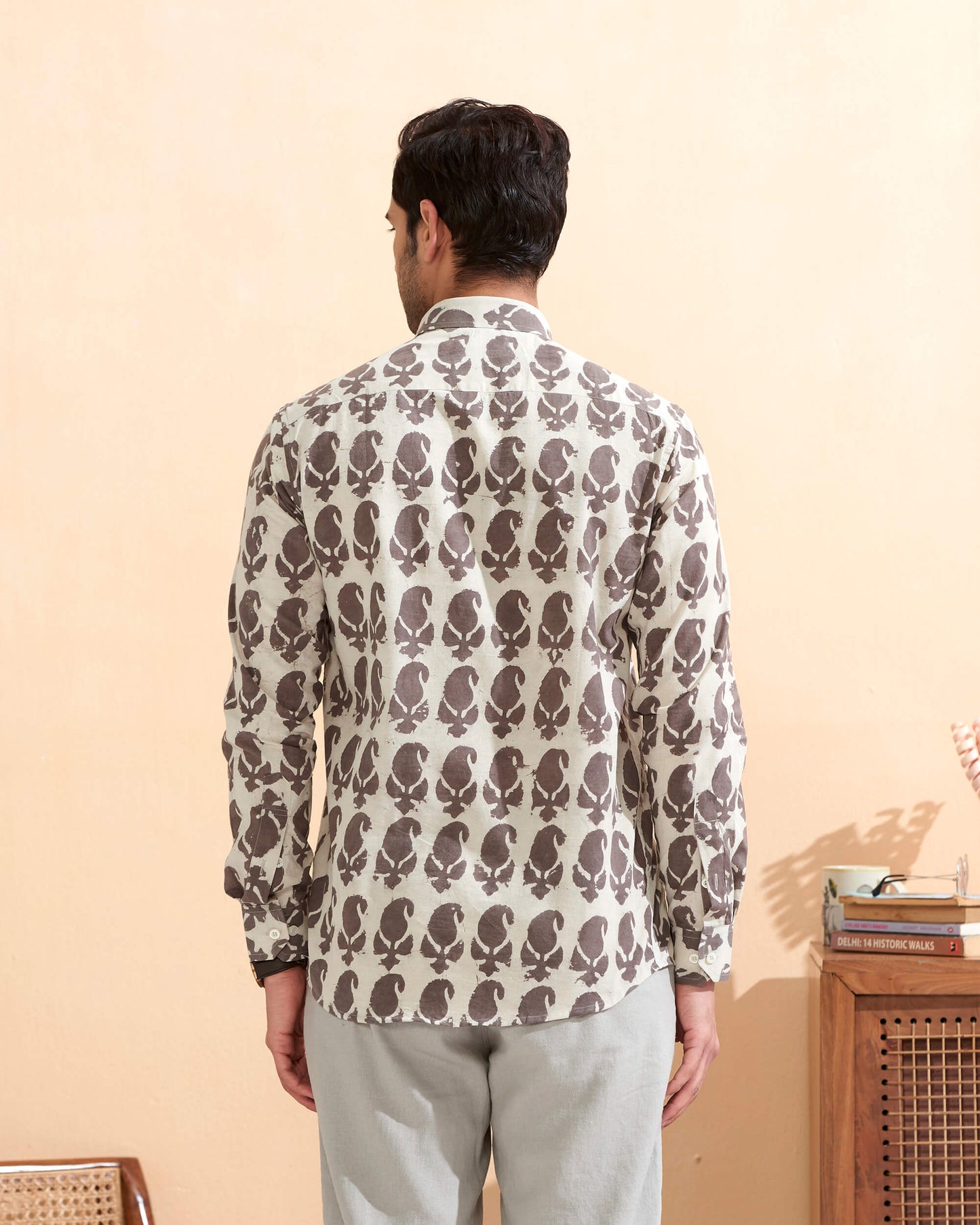 White Cotton Handblocked Printed Shirt