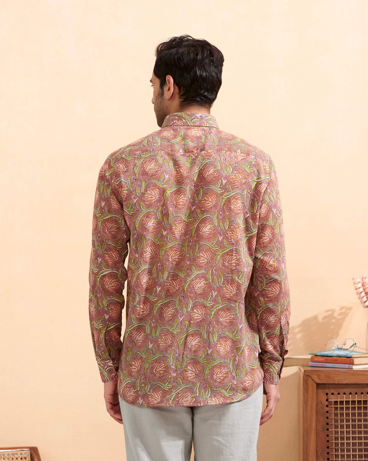 Light Brown Handblocked Printed Shirt