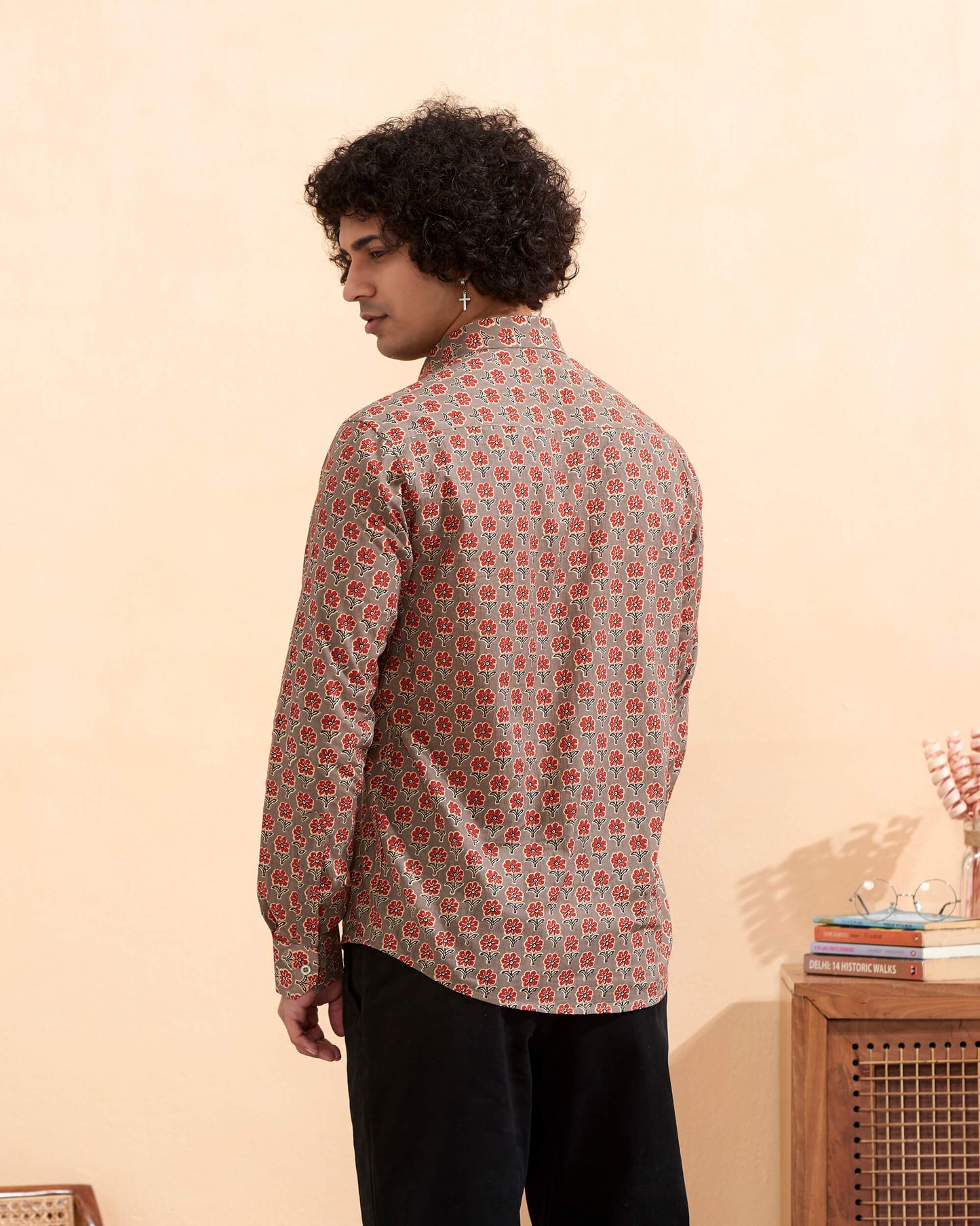 Light Brown Cotton Handblocked Printed Shirt