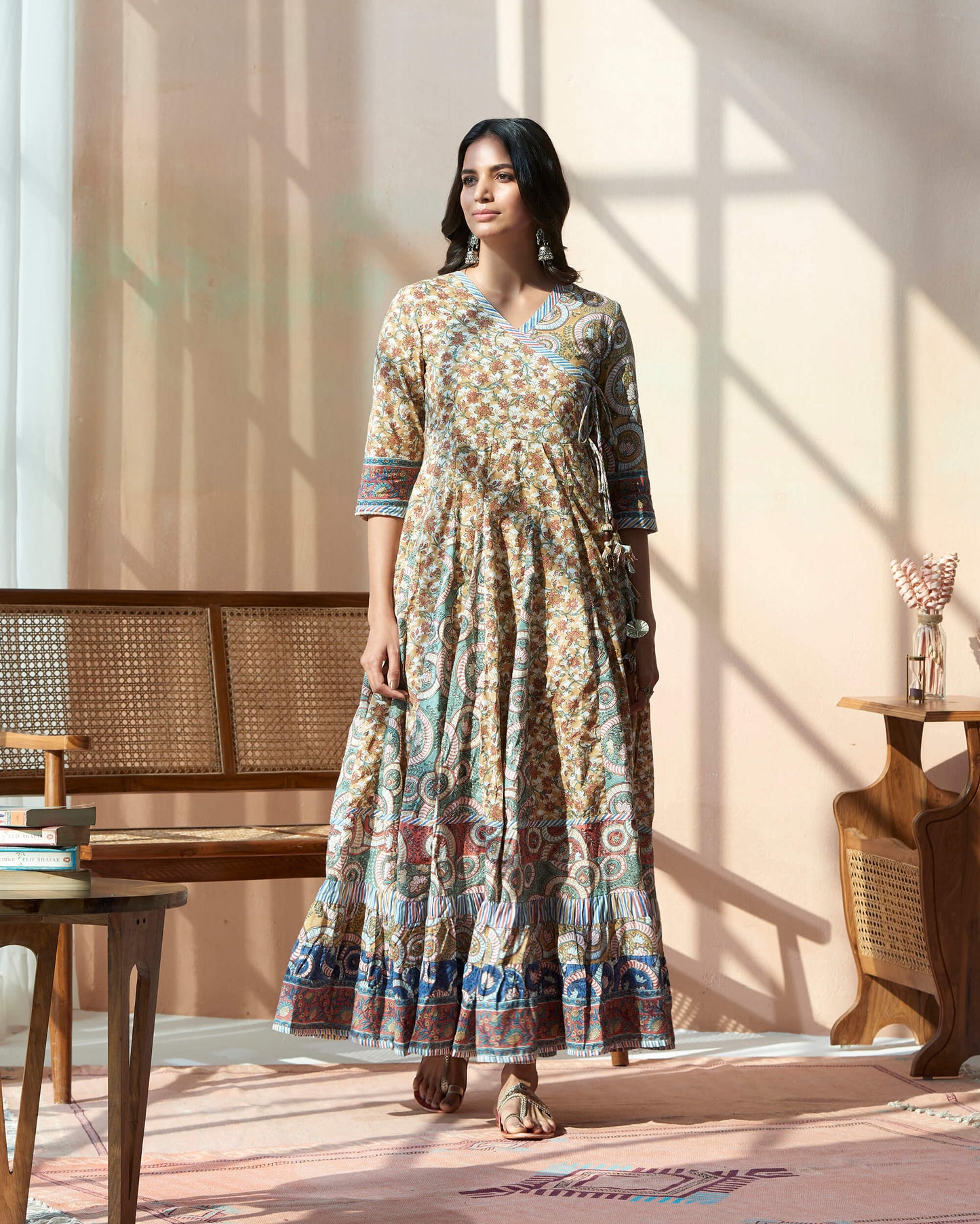 Handblocked Bagru Printed Angrakha Kurta