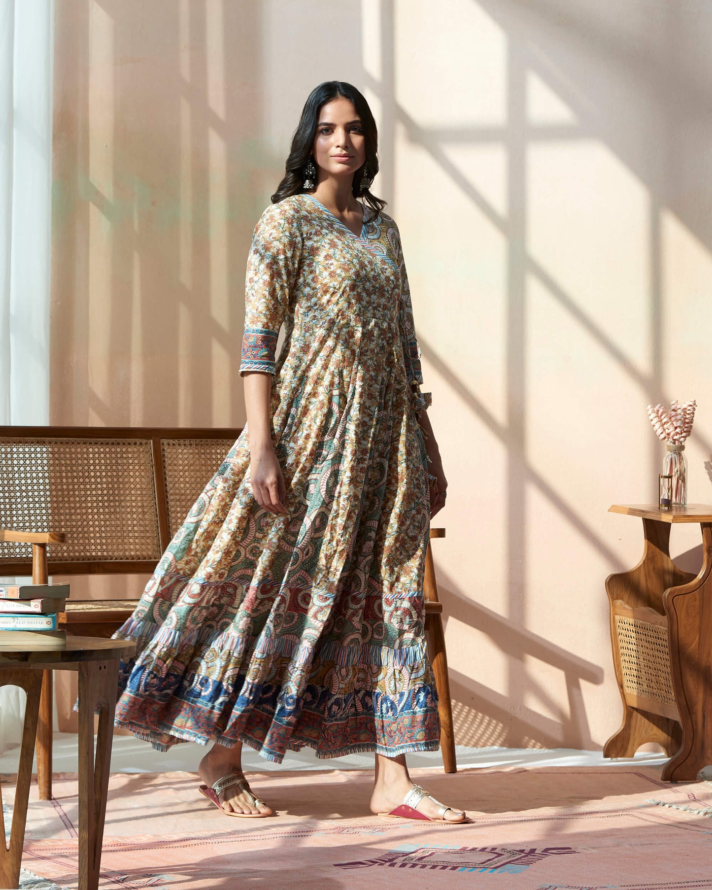 Handblocked Bagru Printed Angrakha Kurta