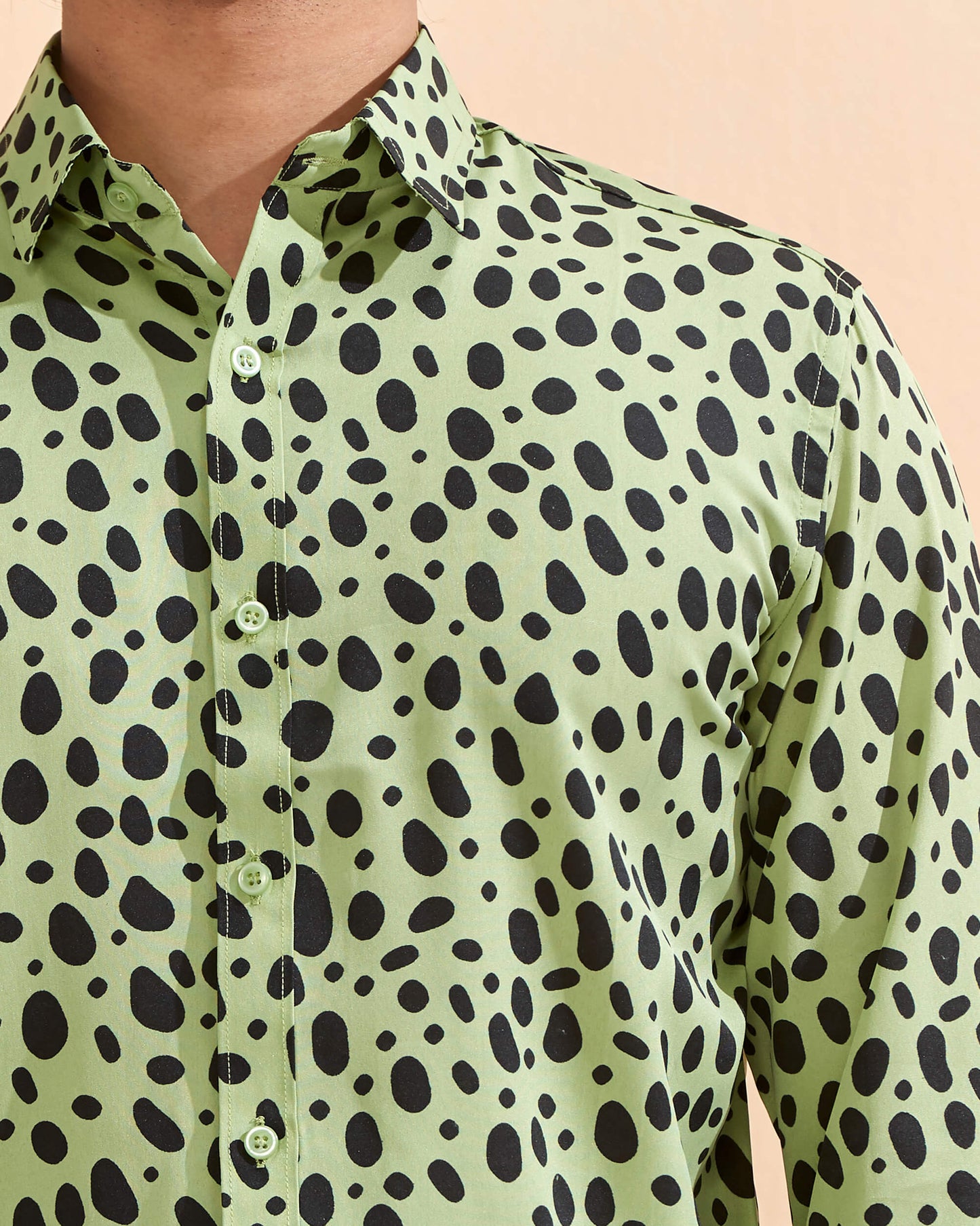 Light Green Crape Casual Printed Shirt