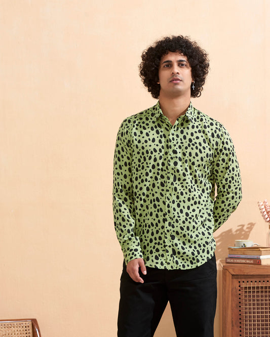 Light Green Crape Casual Printed Shirt