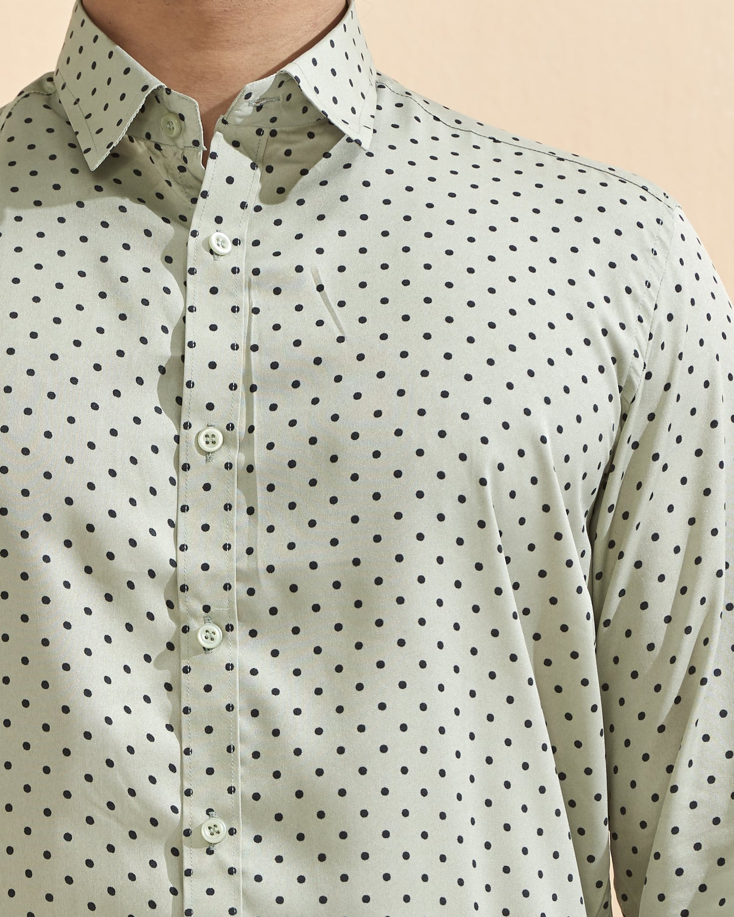 Pista Green Crape Casual Printed Shirt