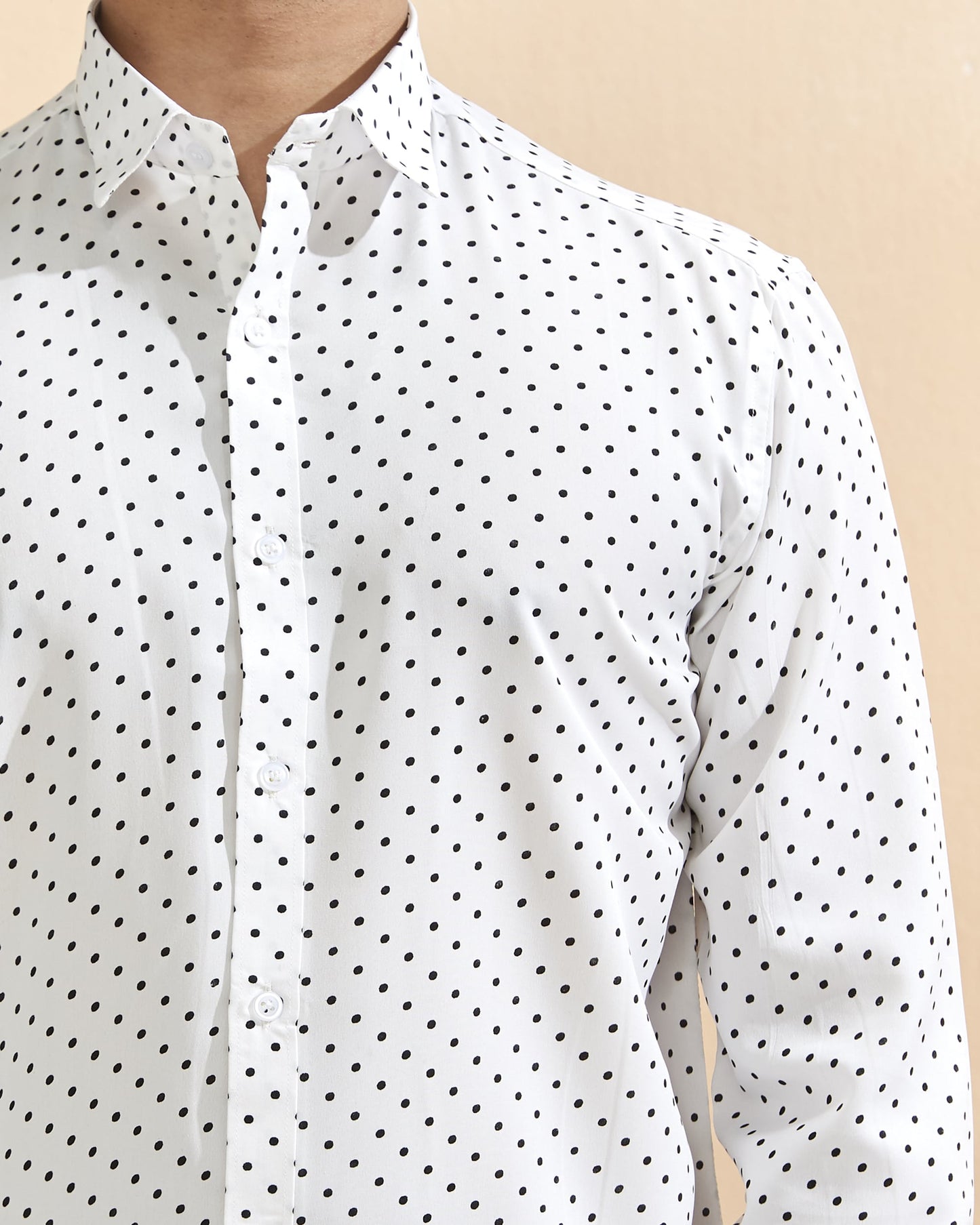 White Crape Casual Printed Shirt