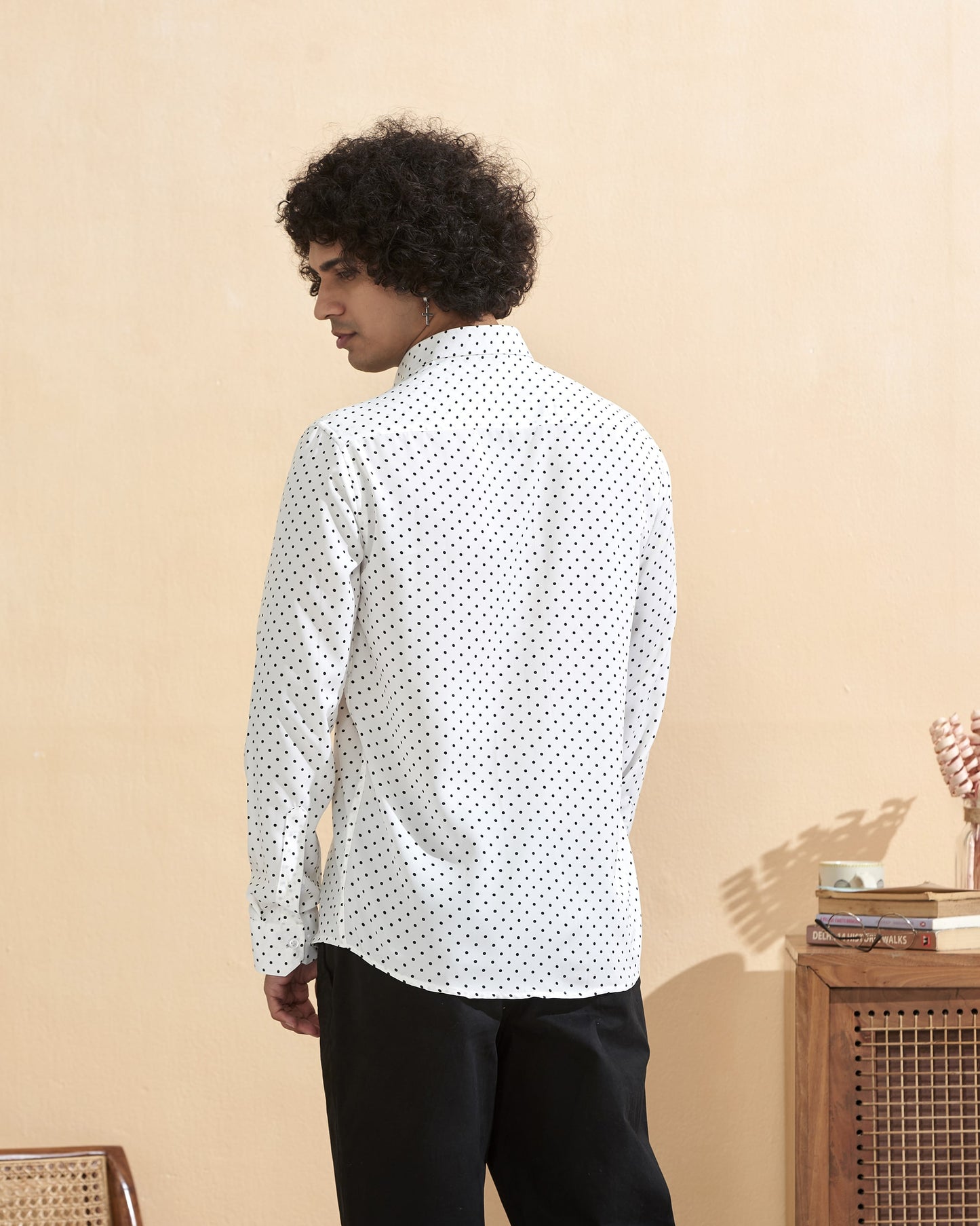 White Crape Casual Printed Shirt