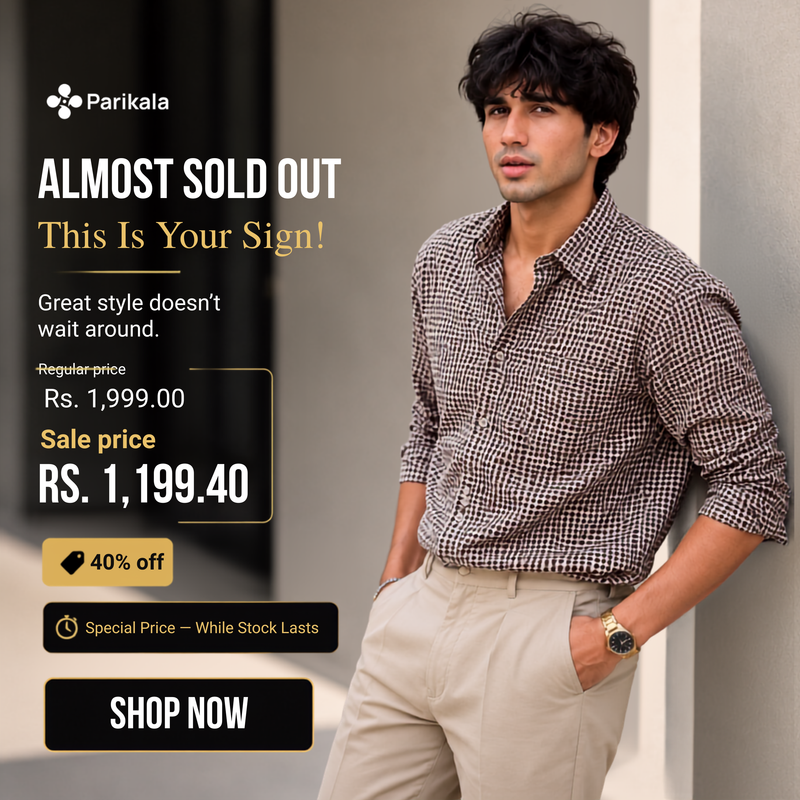 Full Sleeve Checkhered Printed Mens Cotton Shirt (Baige)