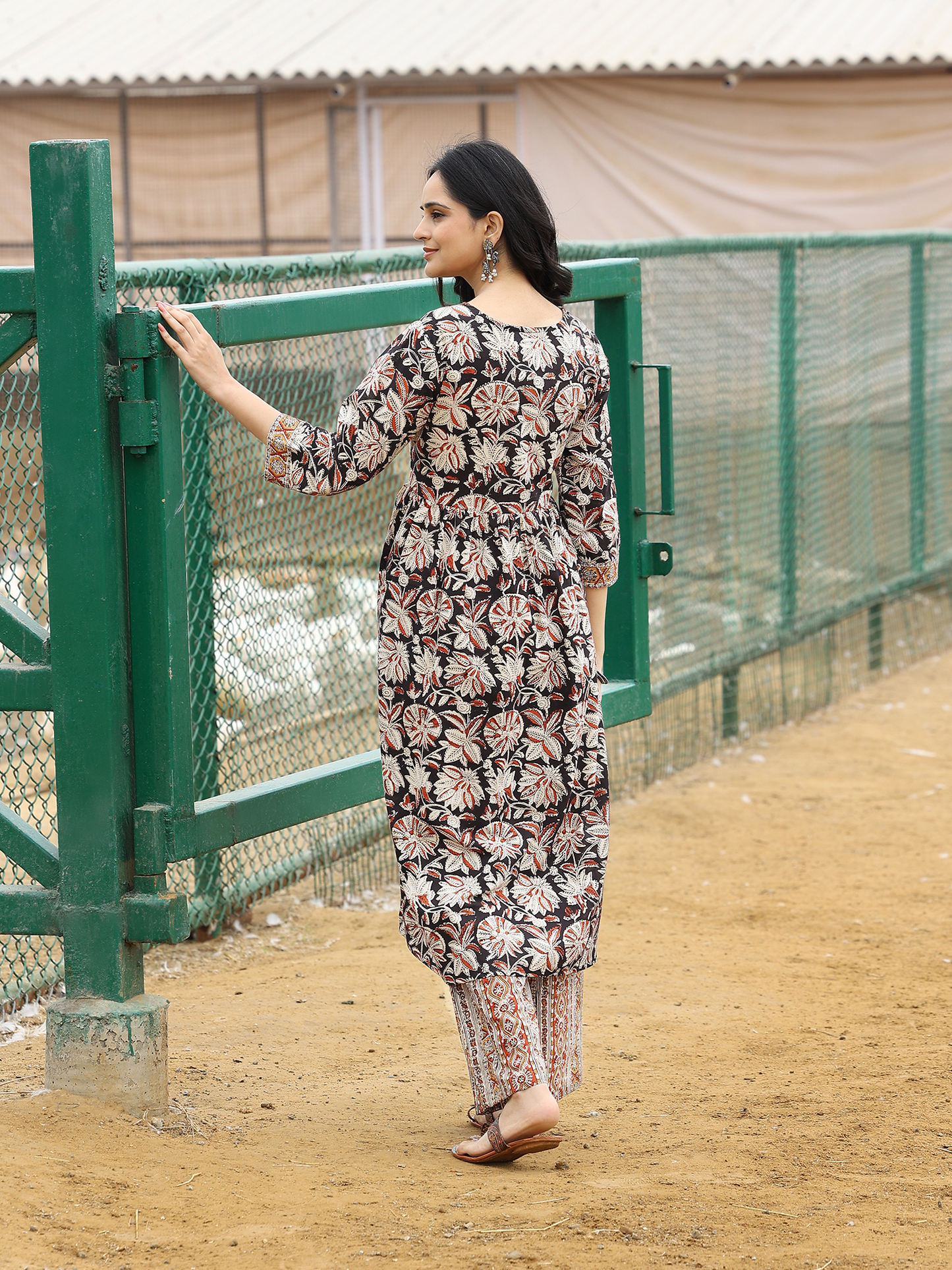 Kalamkari Printed A-Line Kurta Set