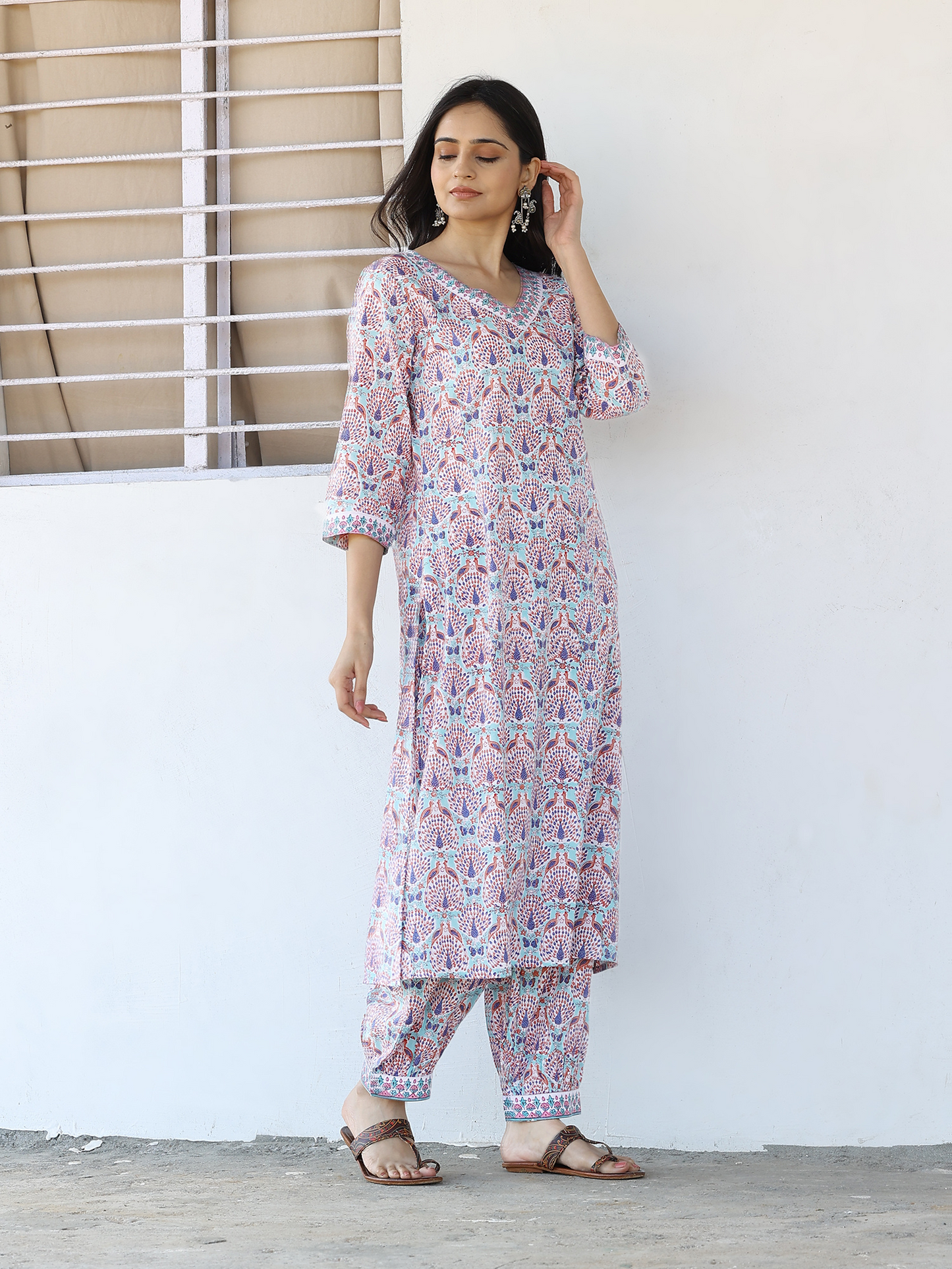 Handblocked Printed Straight Kurta Set