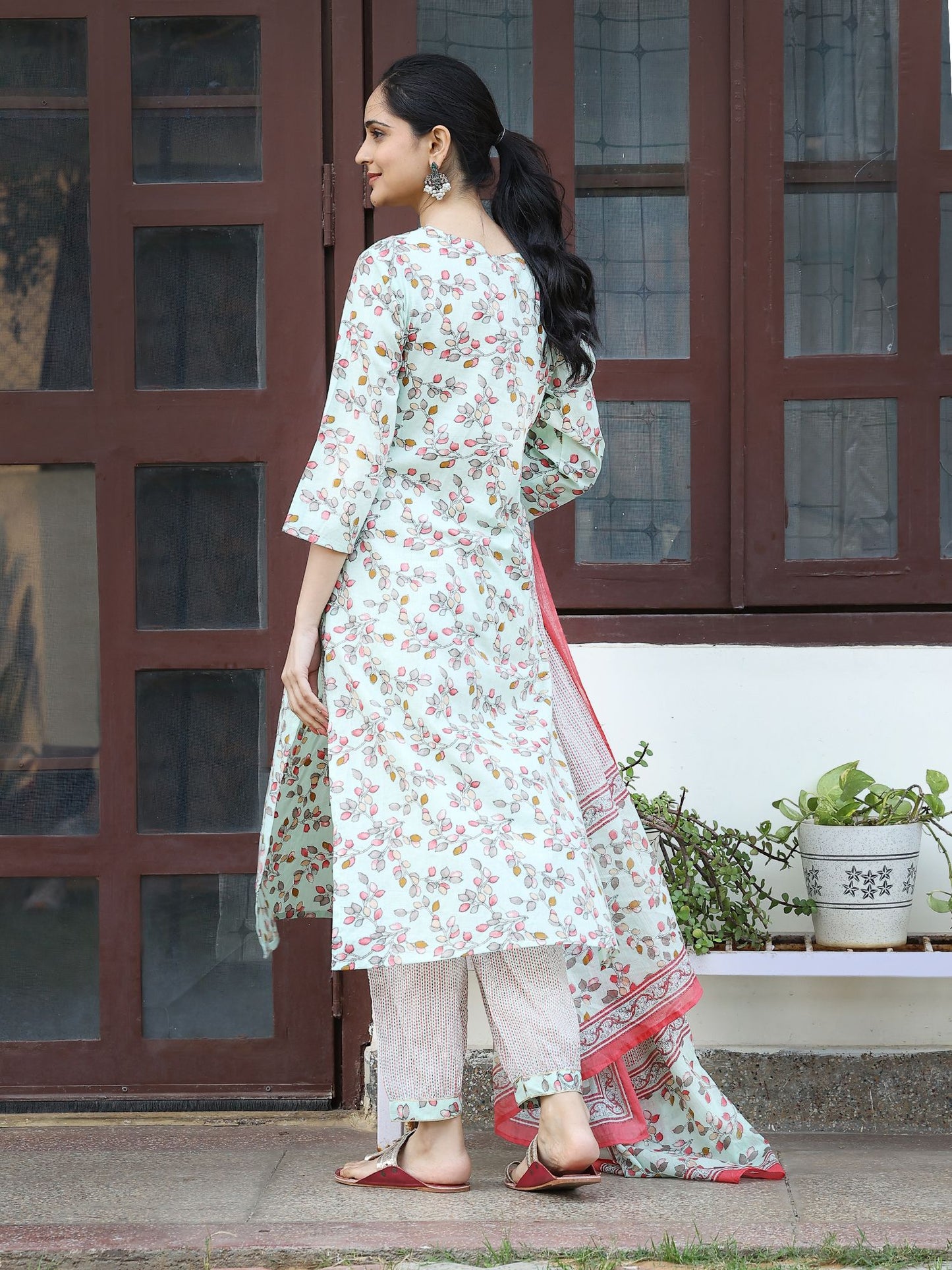 Light Blue Pastel Kurta Set with Printed Dupatta